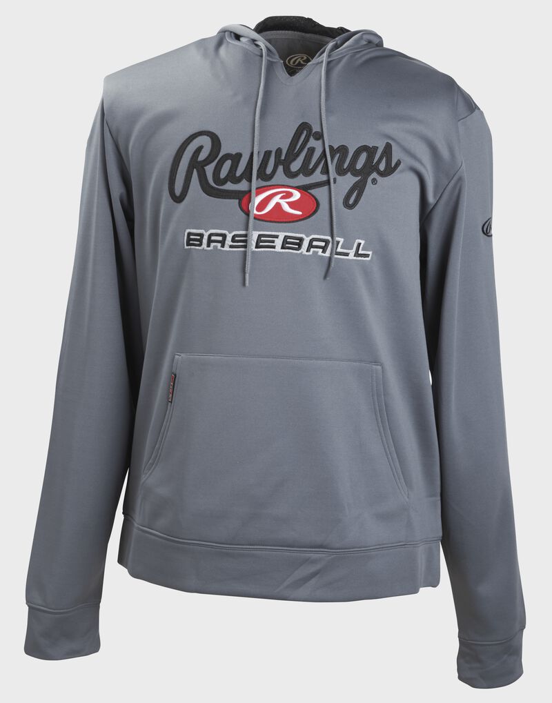 Front of Rawlings Gray Youth long Sleeve Hoodie - SKU #YPFHPRBB-GR-88