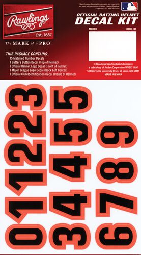 Rawlings MLB San Francisco Giants Decal Kit With Orange and Black Numbers SKU #MLBDC-SF