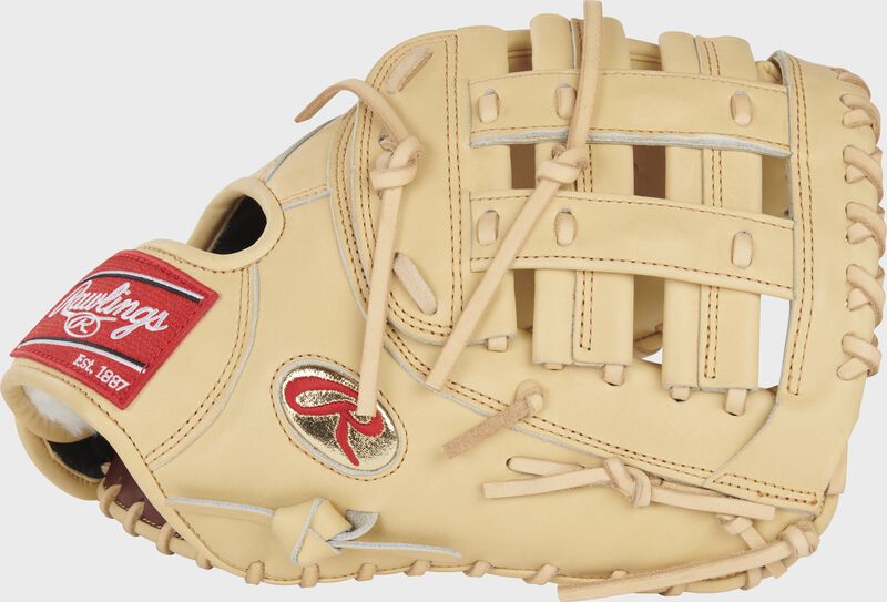 Thumb of a camel Gameday 57 Series Evan White Pro Preferred 1st base mitt with a modified Pro H Web - SKU: PROSFM18-17C