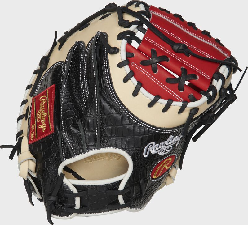 PROYM4SCC 34-inch Yadier Molina pattern Heart of the Hide ColorSync catcher's mitt with a black croc embossed leather back
