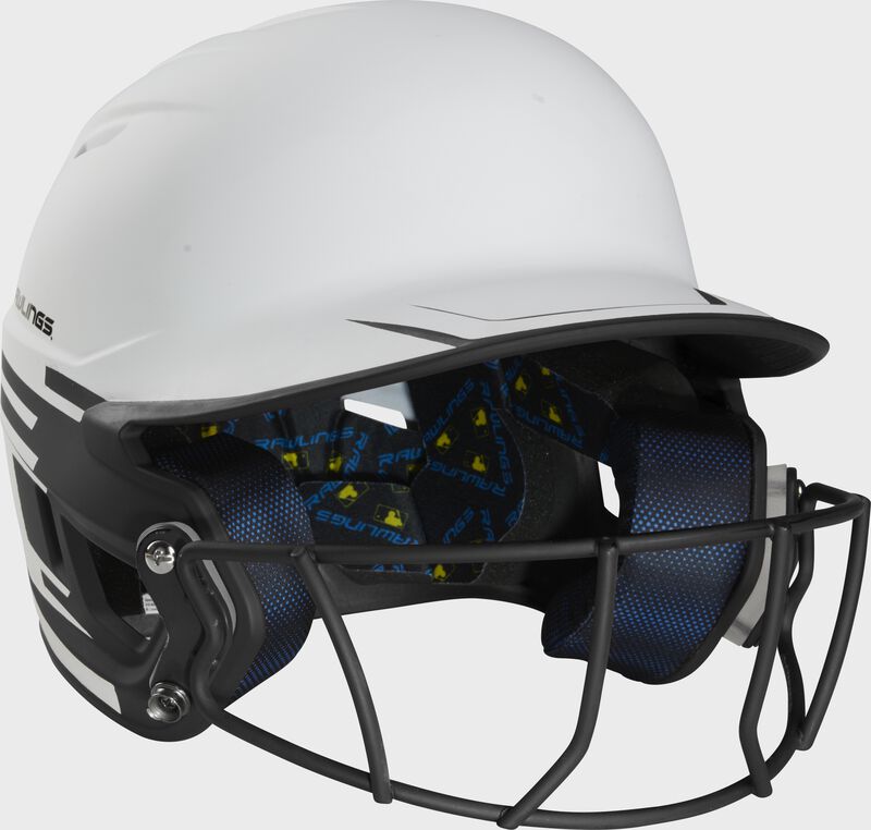 Front right-side view of Rawlings Mach Ice Softball Batting Helmet, Black - SKU: MSB13