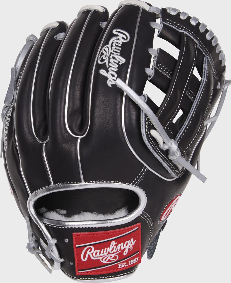 Black back of a Pro Preferred Carlos Correa H-web glove with a red Rawlings patch - SKU: PROS315-6CC