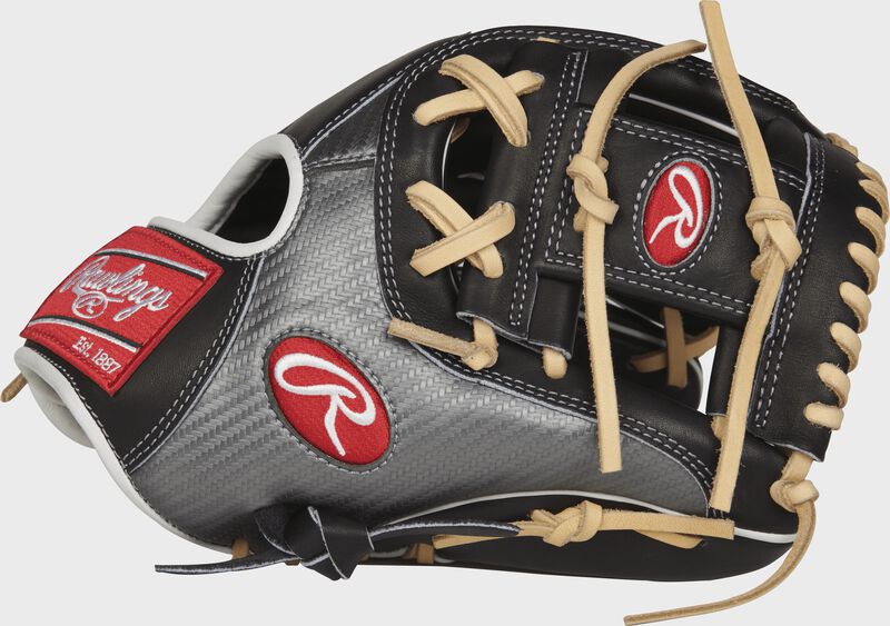 Rawlings PRO204-2BCF Heart of the Hide Hyper Shell infield glove with a carbon fiber/back thumb and a black I web