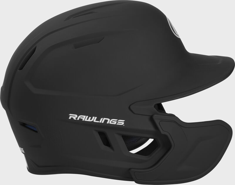 Right-side view of Mach Left Handed Batting Helmet with EXT Flap | 1-Tone, Black