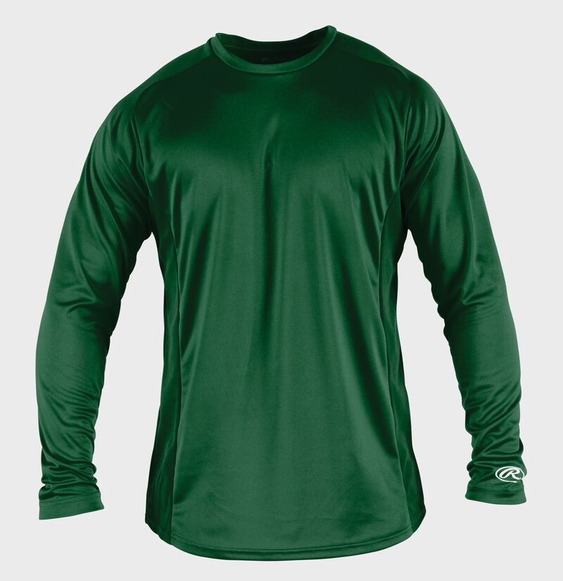 Front of Rawlings Dark Green Adult Long Sleeve Shirt - SKU #LSBASE