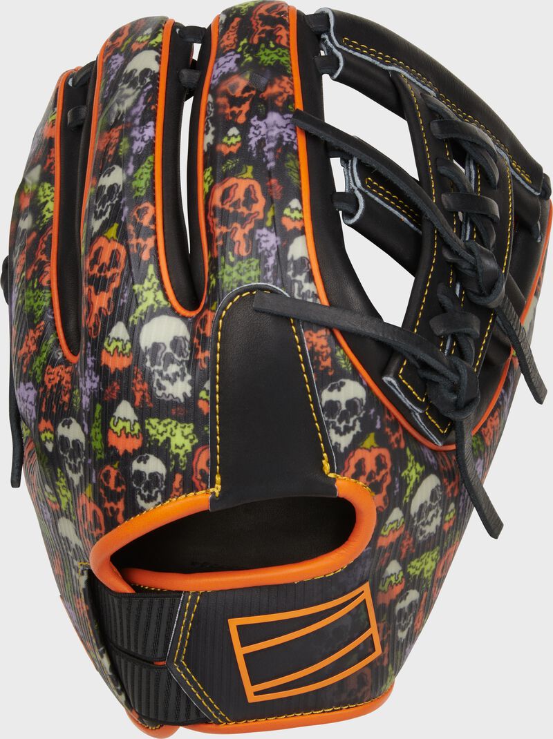Back of a limited edition Halloween REV1X glove with a Halloween theme printed back - SKU: REV204-32BOO