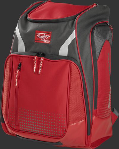 Front angle view of a scarlet Legion equipment backpack - LEGION-S