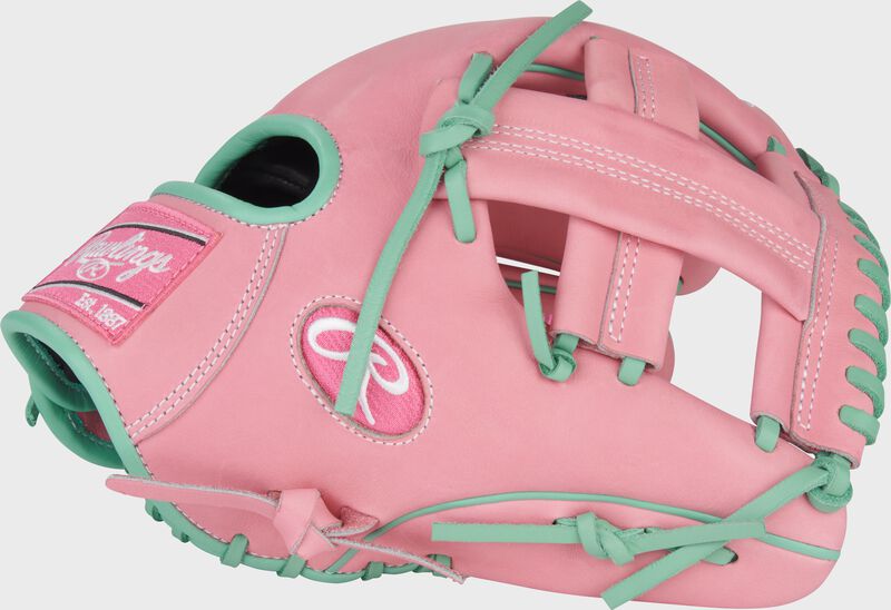 Thumb of a Rawlings Heart of the Hide 11.75-Inch Pink Infield Glove with a single post web