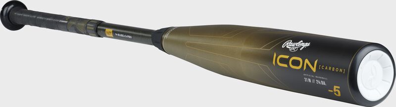 Angled barrel view of a Rawlings Icon USSSA bat - SKU: RUT3I5