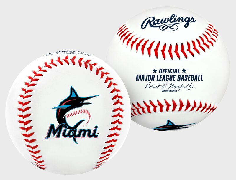 2 views of a MLB Miami Marlins baseball