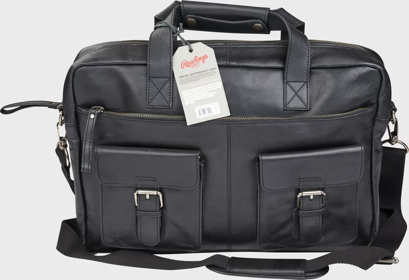 A black Rawlings rugged briefcase with 2 side compartments and a black shoulder strap - SKU: RS10024-001 image number null