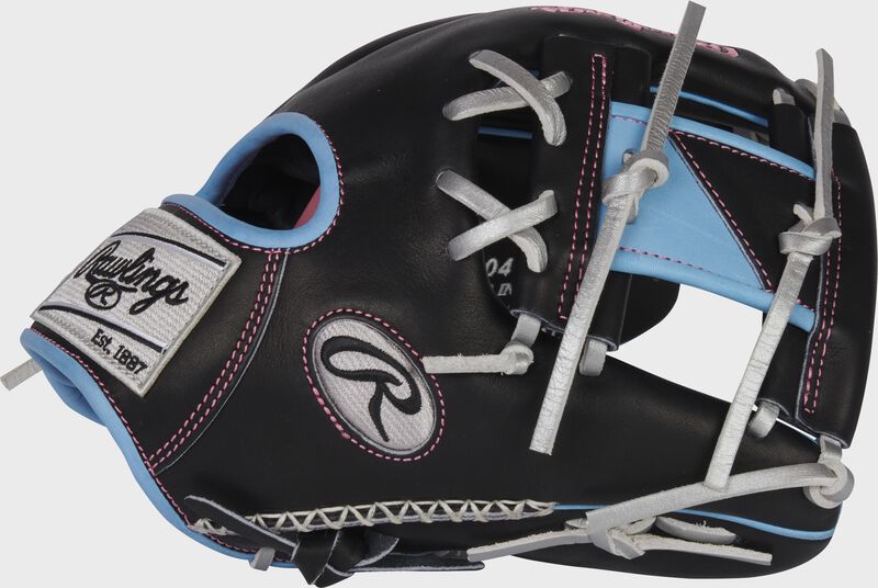 Thumb of a black Heart of the Hide ColorSync 6.0 11.5-inch infield glove with a Columbia blue/black I-web - SKU: PRO204-2BSC
