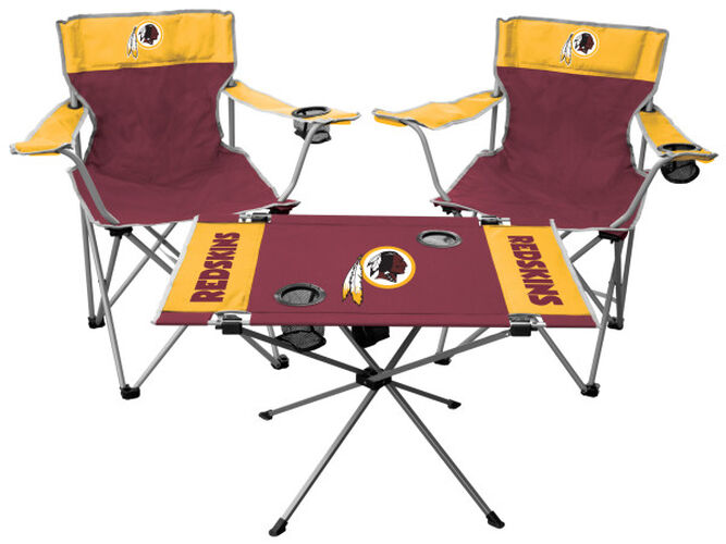 Front of Rawlings Maroon and Yellow NFL Washington Redskins 3-Piece Tailgate Kit With Two Kickoff Chairs, An Endzone Table, And A Transport Bag With Team Logo SKU #01041087511