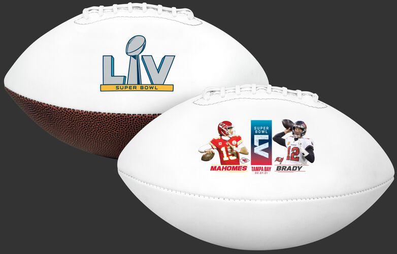 A white Mahomes vs Brady Super Bowl 55 full size football - SKU: 35341369111