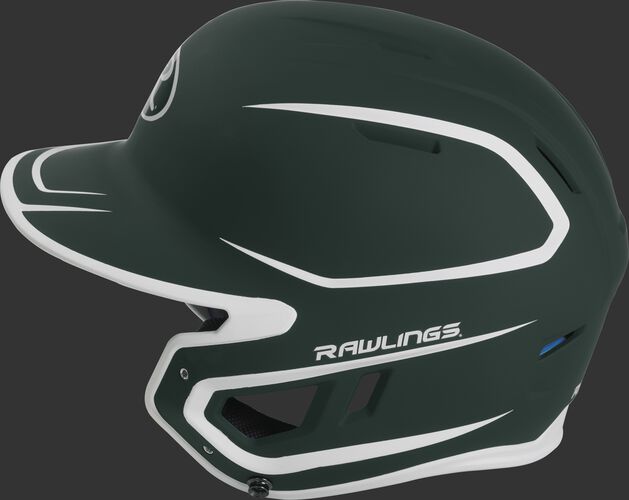 MACH senior Rawlings batting helmet with a two-tone matte dark green/white shell