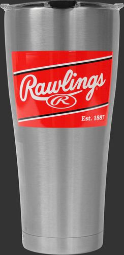 Front of Rawlings Stainless Steel 30oz Tervis Tumbler With Rawlings Brand Red Patch SKU #1307069