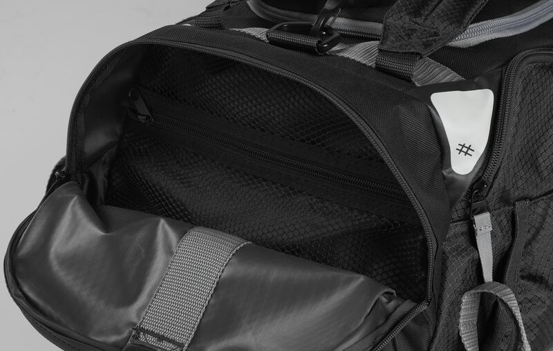 Zoomed-in view of the side of open Hybrid Backpack/Duffel Players Bag - SKU: R601 loading=