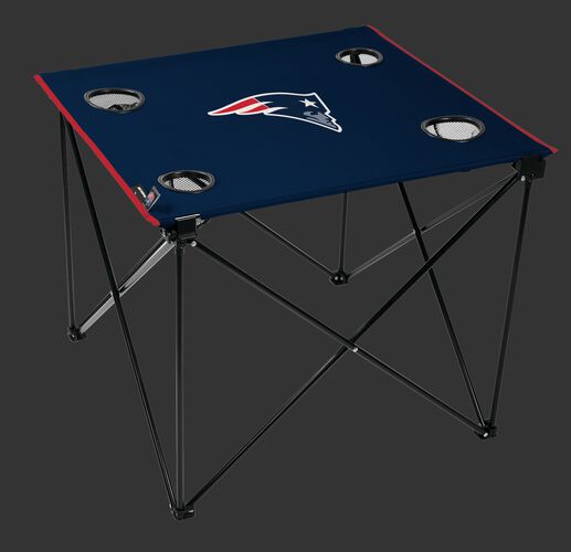 Rawlings Navy Blue NFL New England Patriots Deluxe Tailgate Table With Four Cup Holders and Team Logo Printed In The Middle SKU #00701076111