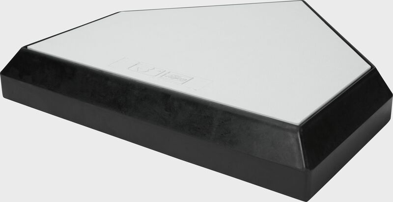Front angle of a white Bury-all home plate with a thick black edge - SKU: 12807100