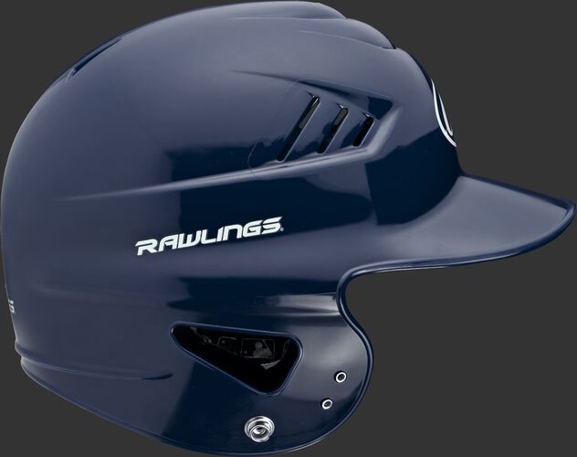 Right side of a navy RCFTB Rawlings Coolflo t-ball batting helmet