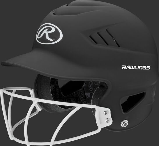A black RCFHLFG Coolflo batting helmet with a white facemask