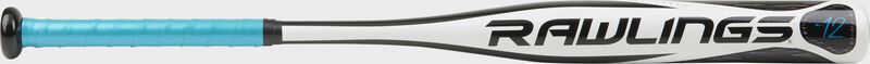 FPZE12 Eclipse fastpitch bat with a white/black barrel and blue gip