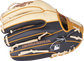 Camel/black Speed Shell back of a Pro Label 6 glove with the MLB logo on the pinky - SKU: PRO934-2CTB image number null