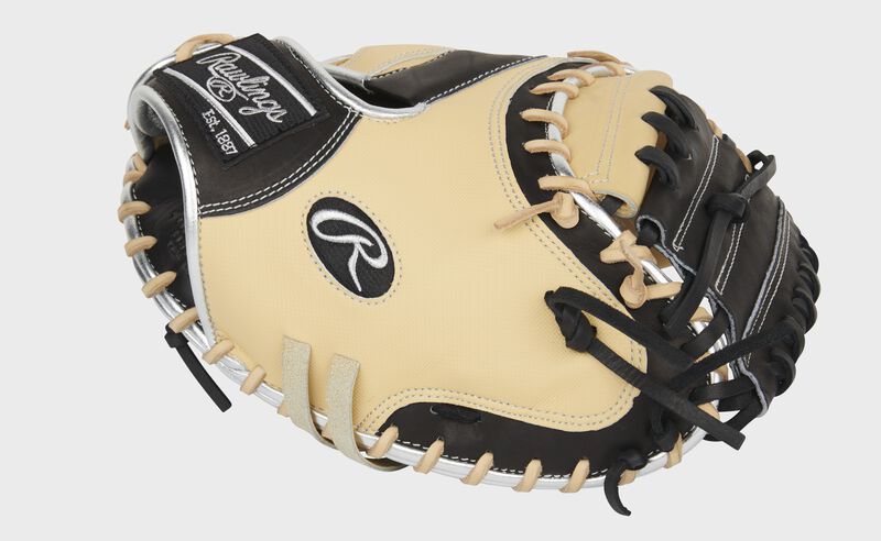 Thumb of an exclusive Pro Preferred Speed Shell catcher's mitt with a black 1-piece solid web - SKU: PROSCM33CBSS