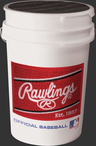 Red Rawlings patch on a FSXBUCK30 flat seam practice ball bucket