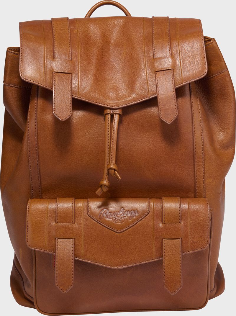 Front of a tan Rawlings Home Run backpack