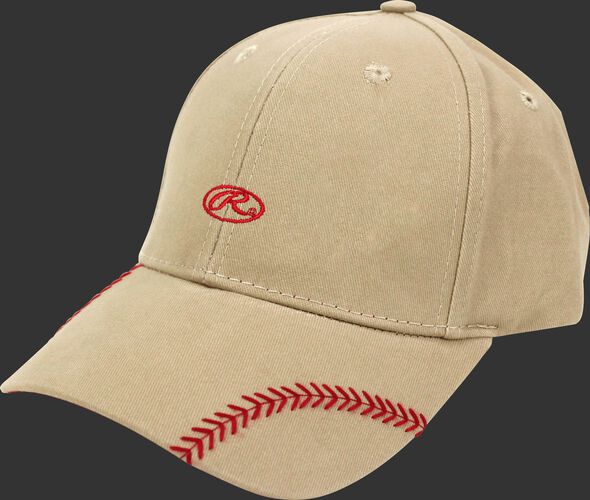 Front of Rawlings Women's Change Up Khaki Baseball Stitch Oval-R Logo Hat - SKU #RC40000-252