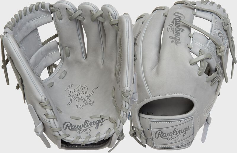 2 views showing the palm & back of a Gray Heart of the Hide elements glove - SKU: PRO204-2G