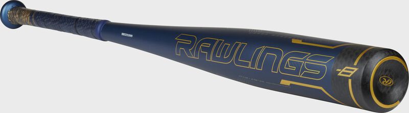 3/4 view of a Rawlings Velo ACP -8 USSSA baseball bat - SKU: UT1V8 loading=