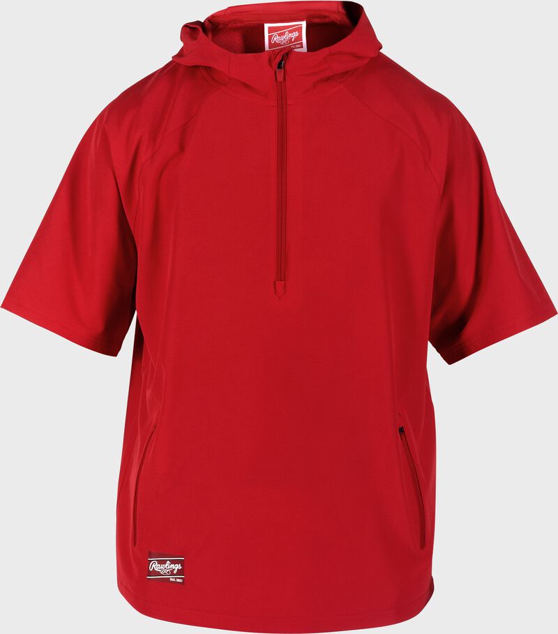 Rawlings ColorSync Short Sleeve Hoodie, Adult L, Scarlet
