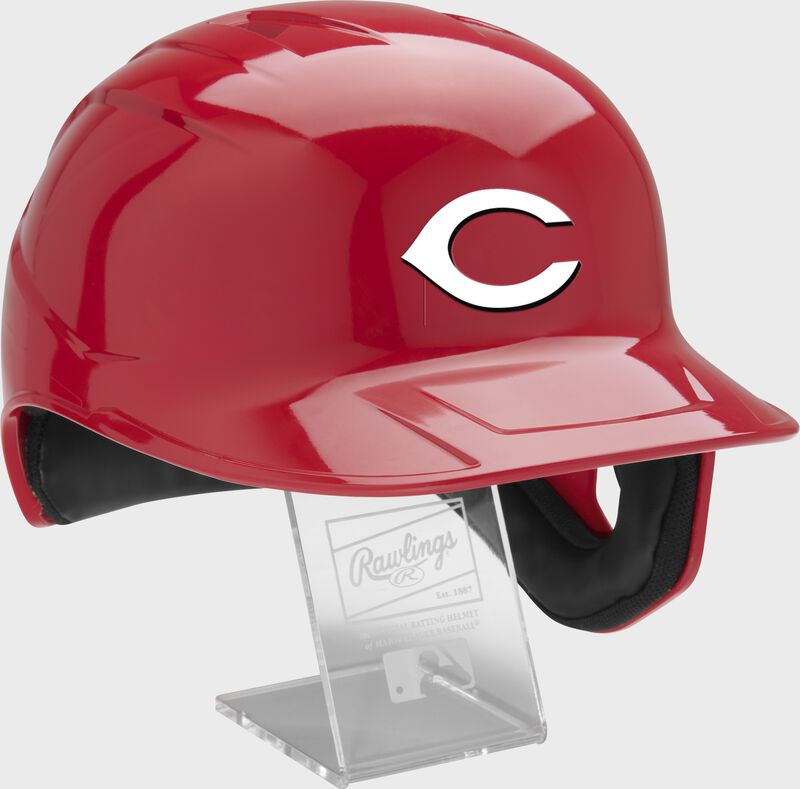 Front right of a MLB Cincinnati Reds replica helmet - SKU: MLBMR-CIN