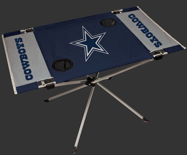 Rawlings Silver and Navy NFL Dallas Cowboys Endzone Table With Two Cup Holders, Team Logo, and Team Name SKU #03391065111