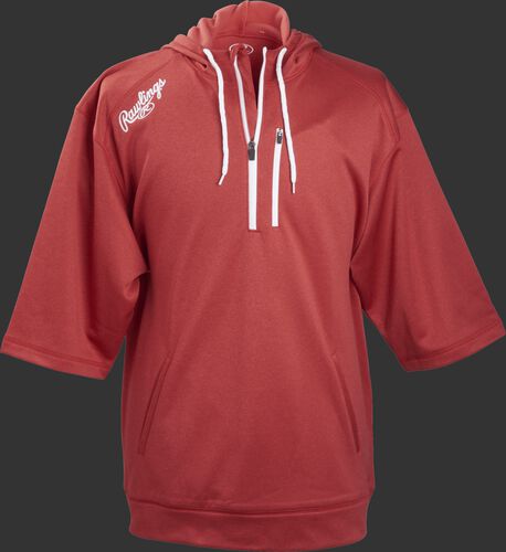 Front of Rawlings Scarlet Adult Half Sleeve Hoodie with Zipper - SKU #RHTYO-DSW-88