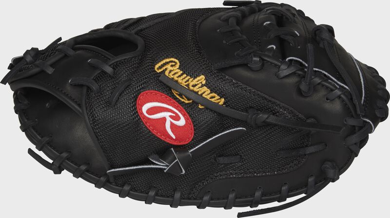 Thumb view of a PROYM4 Heart of the Hide Yadier Molina Game day catcher's mitt with a black one-piece web