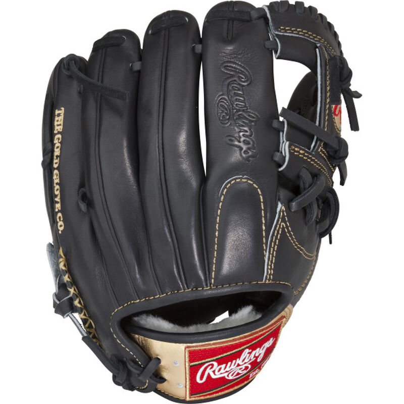 RGGNP5-2B 11.75-inch Gold Glove I-web glove with a black back and gold wrist strap