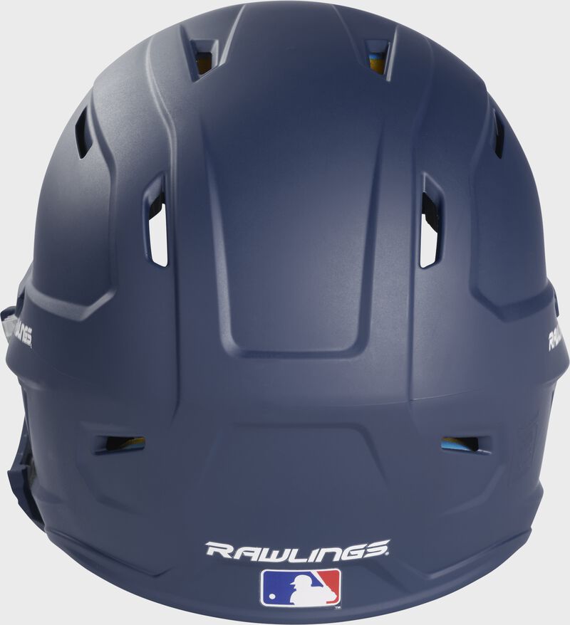 Back-side view of Navy Rawlings Mach Carbon Batting Helmet - SKU: MAAR