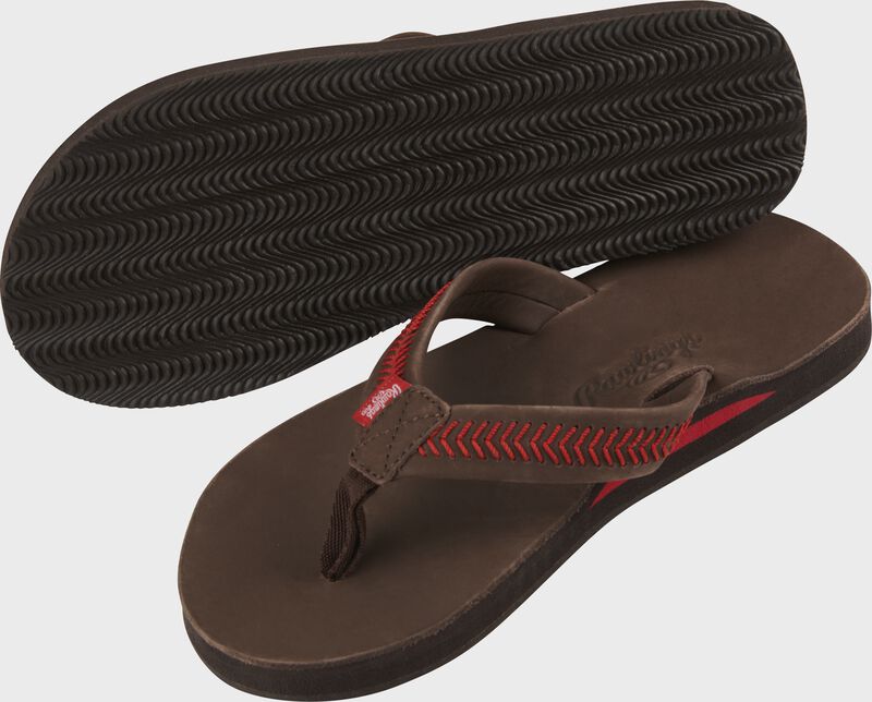Women's Baseball Stitch Nubuck Leather Sandals