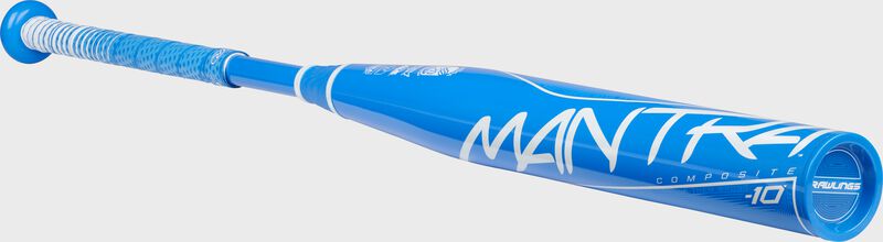 Angled view of a 2021 Rawlings Mantra Fastpitch bat - SKU: FP1M