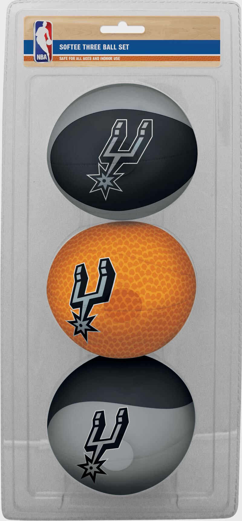 Rawlings Black, Brown, and Grey NBA San Antonio Spurs Three-Point Softee Basketball Set With Team Logo SKU #03524212114 loading=