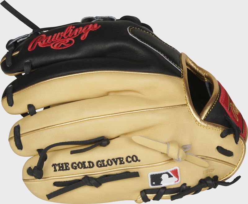 Pinky back view of black and camel 2021 11.5-inch Heart of the Hide R2G infield glove | ContoUR Fit