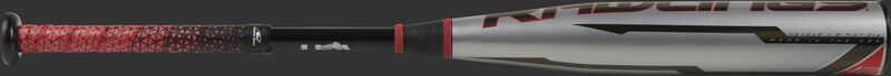 Silver barrel of a USA -12 Quatro Pro youth bat with red/black Lizard Skins grip - SKU: US1Q12