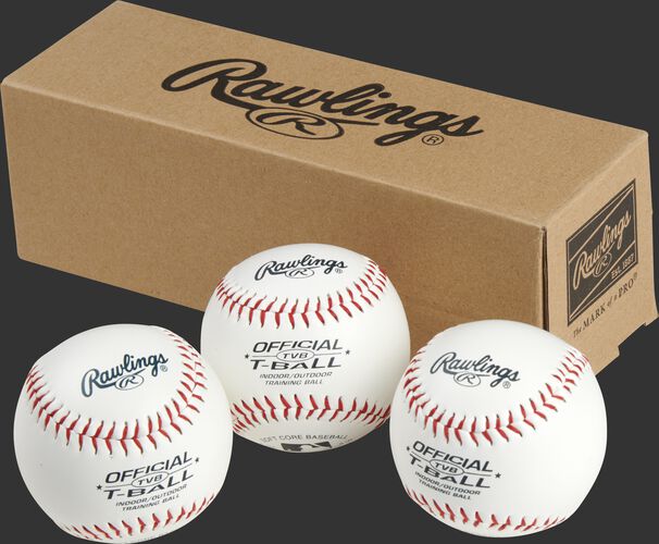 3 Rawlings t-balls in front of a box - SKU: RSGTVBPK3