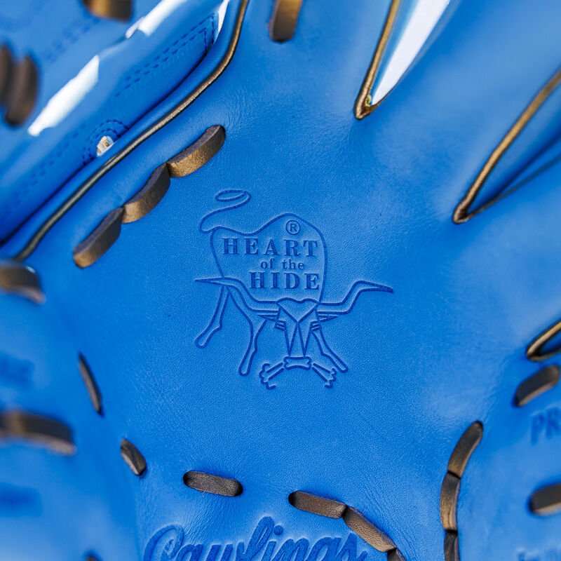 Picture of the Columbia blue palm of an exclusive R2G Heart of the Hide 11.75" glove