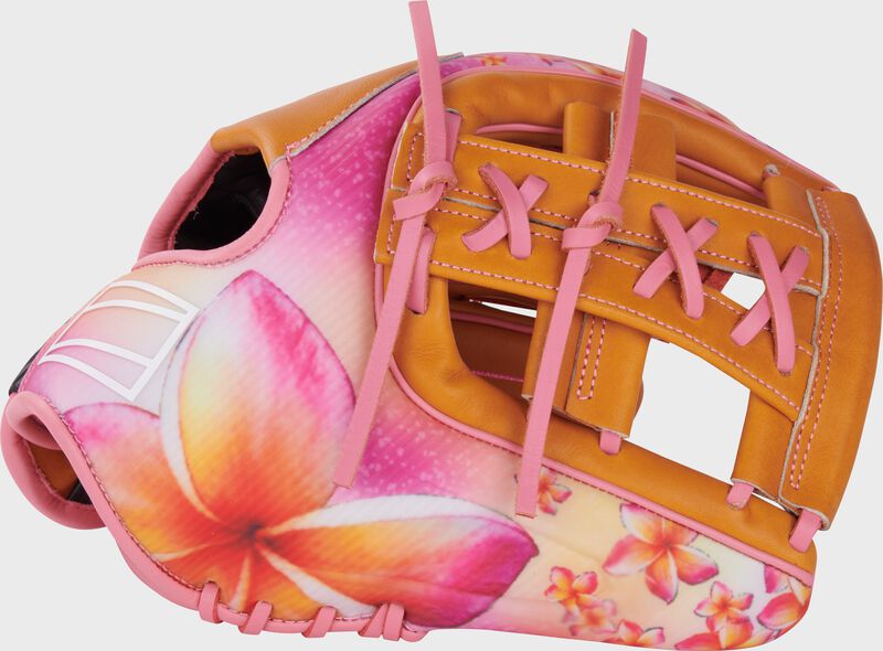 Thumb of a tan/pink Rawlings Francisco Lindo REV1X 11.75" infield glove with a tan split laced Single Post Web