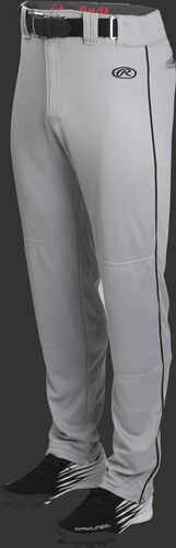 Front of Rawlings Blue Gray/Black Youth Launch Semi-Relaxed Piped Baseball Pant - SKU #YLNCHSRP
