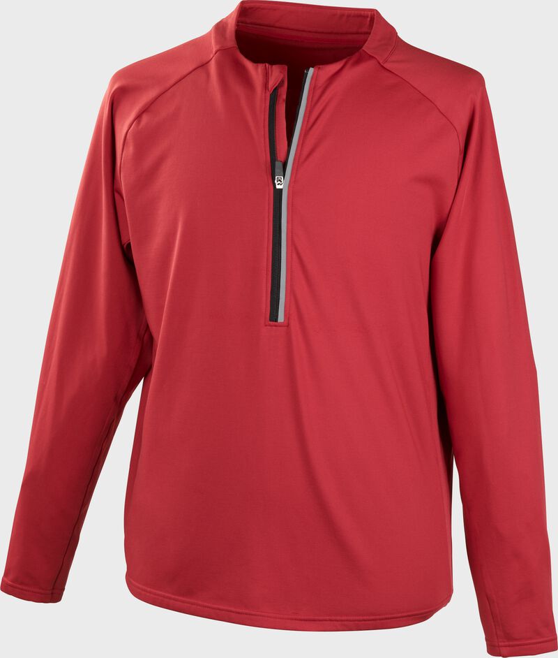 Front of a scarlet Rawlings ColorSync half-zip fleece pullover - SKU: CSTECH-S